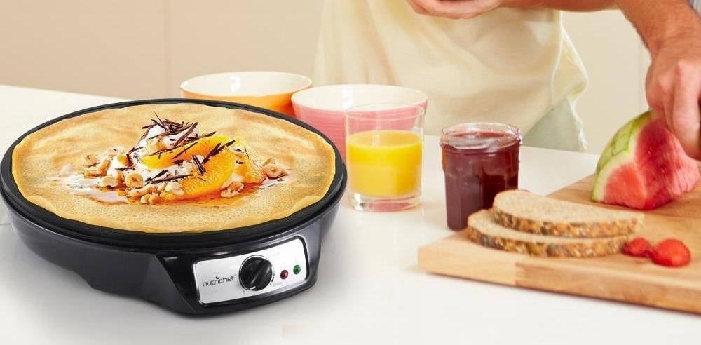 2800 W Crepiera elettrica rotonda pancake e omelette temperatura regolabile dispositivo professionale per crepes 45 cm per crepes dolci salate 